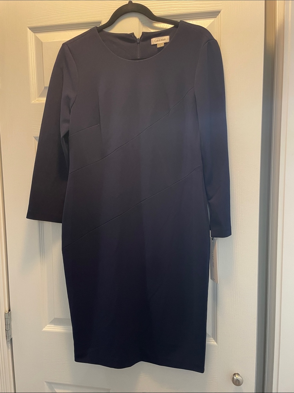 Calvin Klein Dark Blue Long Sleeve Sheath Dress